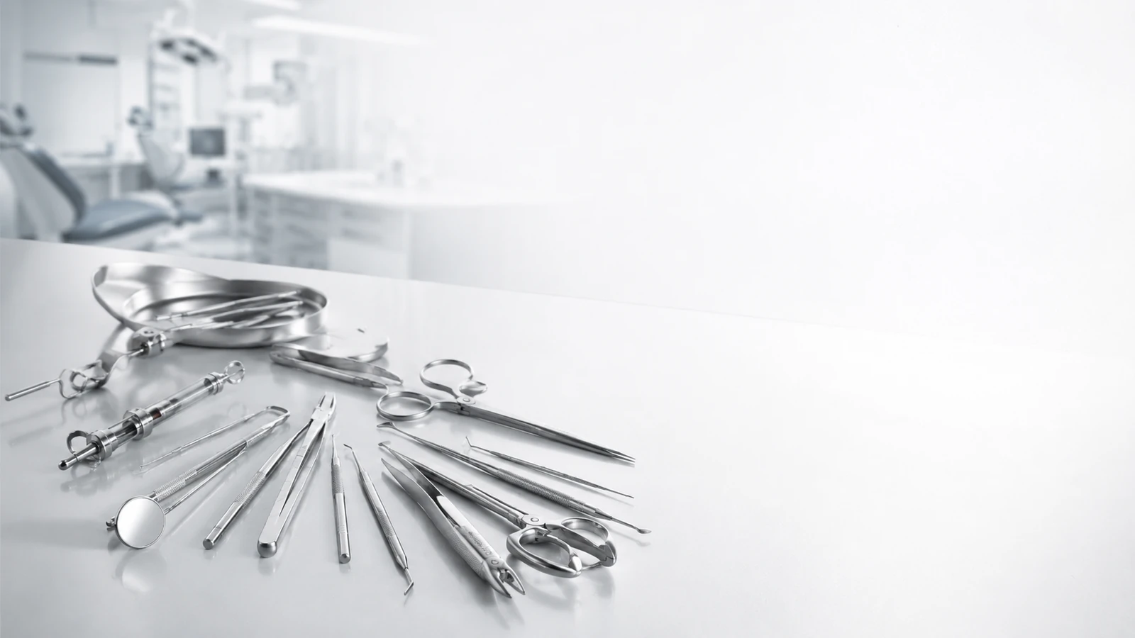 Dental instruments in a modern clinic